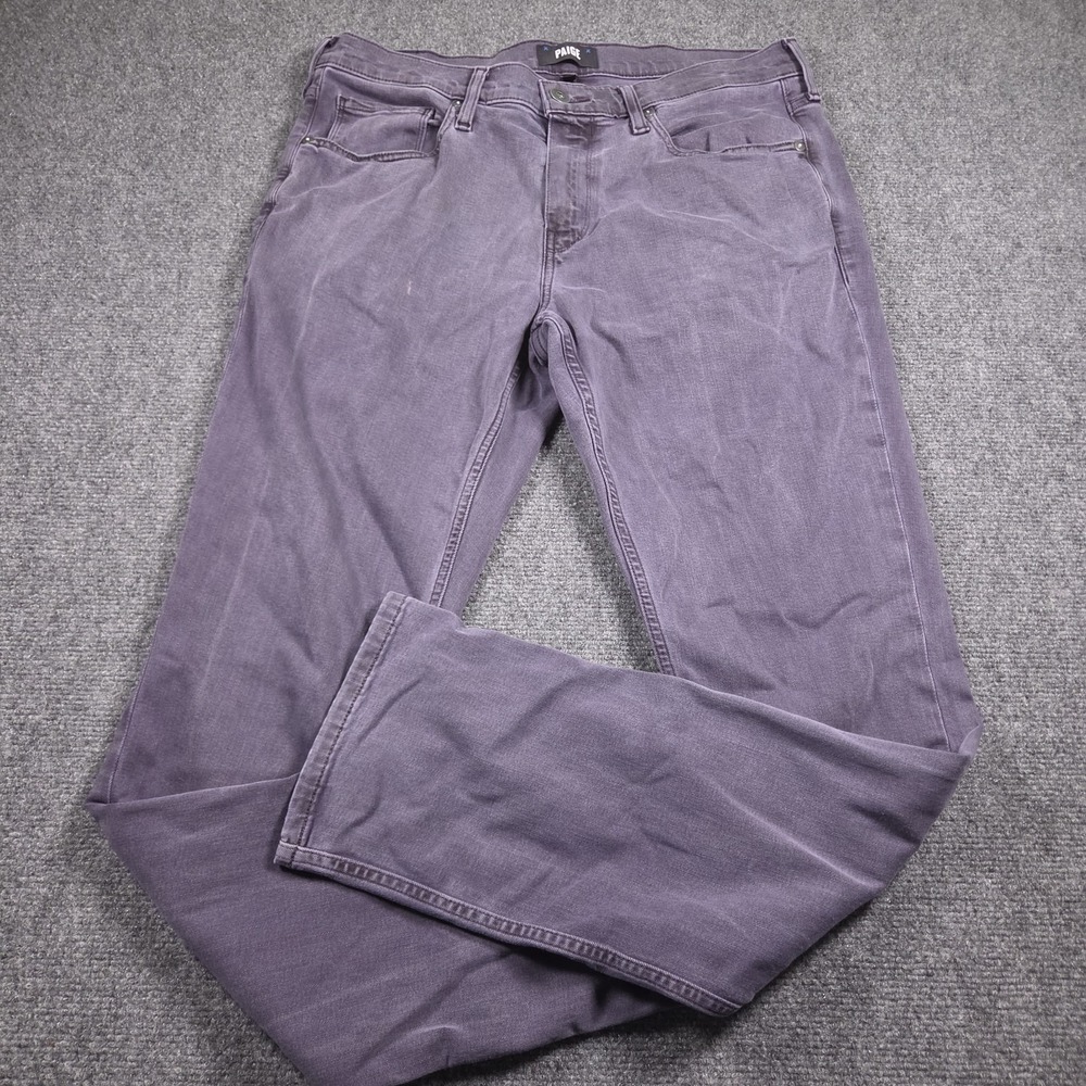 Paige Federal Jeans Mens 34 Royal Violet Solid Slim Straight Leg Denim